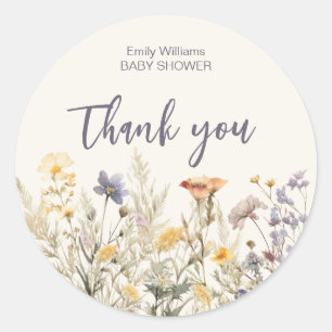 A little wildflower girl baby shower invitation classic round sticker
