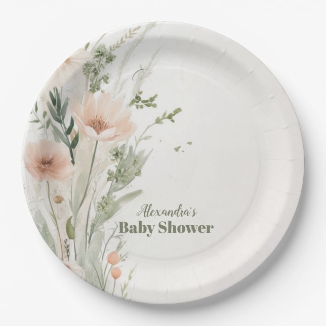 A Little Wildflower Girl  Baby Shower Paper Plate (Front)