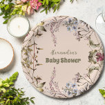 A Little Wildflower Girl Baby Shower Paper Plate<br><div class="desc">Celebrate the blossoming arrival of your little wildflower with our "A Little Wildflower Girl" Baby Shower Paper Plates. Adorned with delicate wildflower illustrations, these charming plates add a touch of natural beauty to your celebration. Crafted from durable paper material, our plates offer both practicality and charm. Whether used for serving...</div>