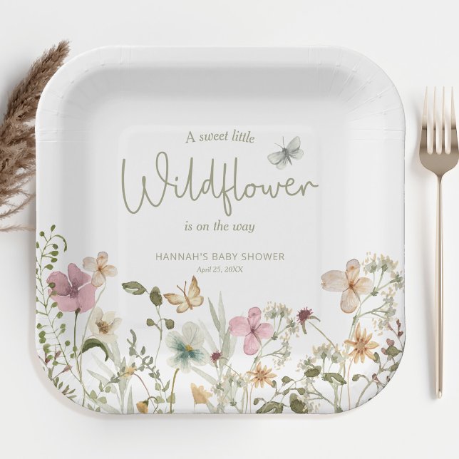 A Little Wildflower Girl Baby Shower Paper Plate (Creator Uploaded)