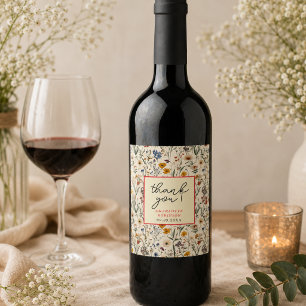 A Little Wildflower Girl Baby Shower Wine Label