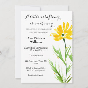 A Little Wildflower Girl Baby Shower Yellow Flower Invitation
