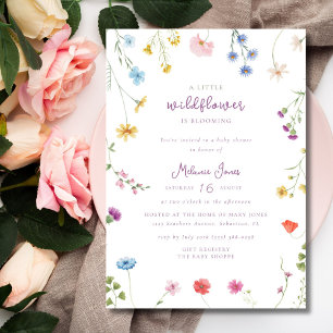 A Little Wildflower Girl Boho Baby Shower Invitation