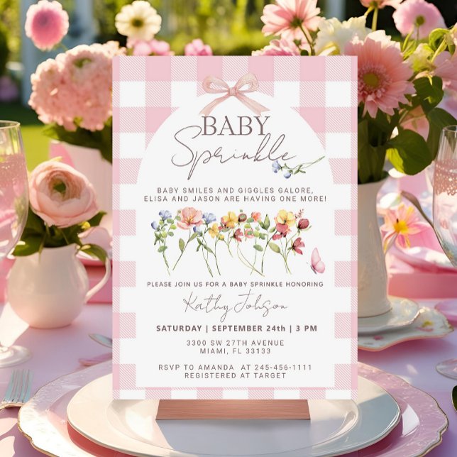 A Little Wildflower Girl Bow Baby Sprinkle  Invitation (Creator Uploaded)