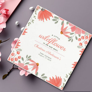 A Little Wildflower Girl Peach Baby Shower Napkin