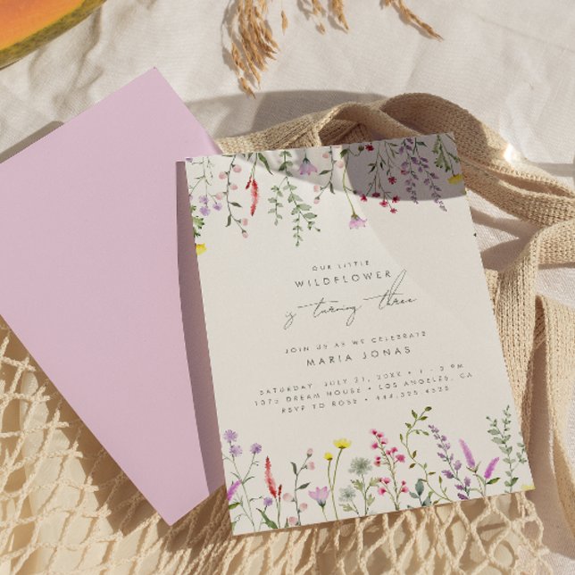 A Little Wildflower Girls Floral Birthday Party  Invitation (Creator Uploaded)