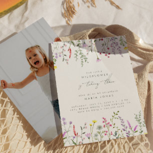 A Little Wildflower Girls Floral Birthday Party Invitation