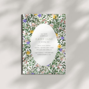 A Little Wildflower   Girls' Garden 1st Birthday Invitation