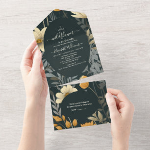 A Little Wildflower Green Nature Theme Baby Shower All In One Invitation