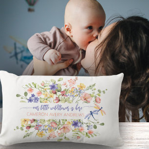 A Little Wildflower is Here Personalised Lumbar Cushion