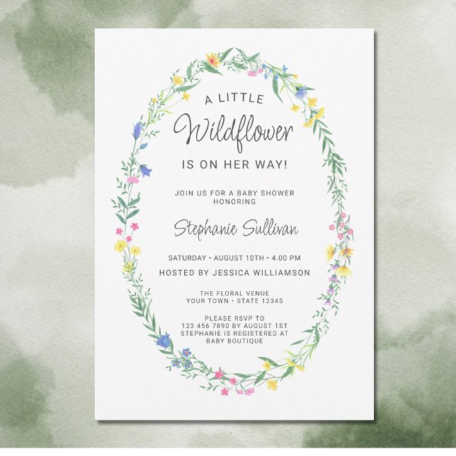 A Little Wildflower Is On Her Way Baby Shower Invitation (Creator Uploaded)