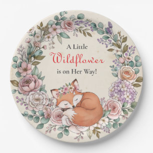 A Little Wildflower is on her Way Baby Shower Paper Plate