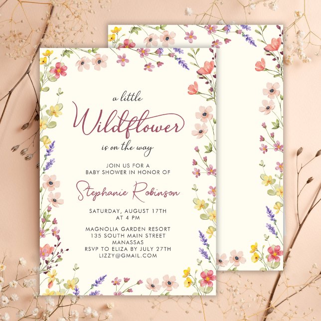 A Little Wildflower Is On Her Way Boho Baby Shower Invitation (Creator Uploaded)