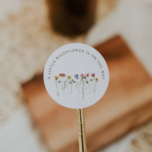 A Little Wildflower Is On The Way Baby Shower Classic Round Sticker