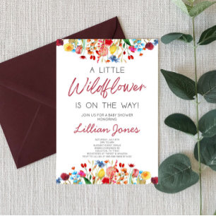 A Little Wildflower Is On The Way Baby Shower Invitation