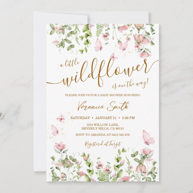 A little Wildflower is on the way Baby Shower Invitation (Front)