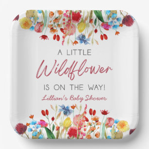 A Little Wildflower Is On The Way Baby Shower Paper Plate