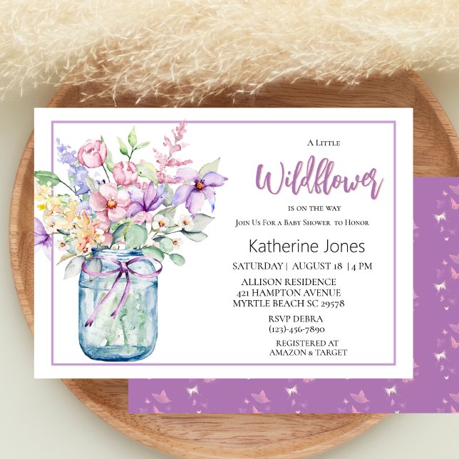 A Little Wildflower Mason Jar Girl Baby Shower  Invitation (Creator Uploaded)