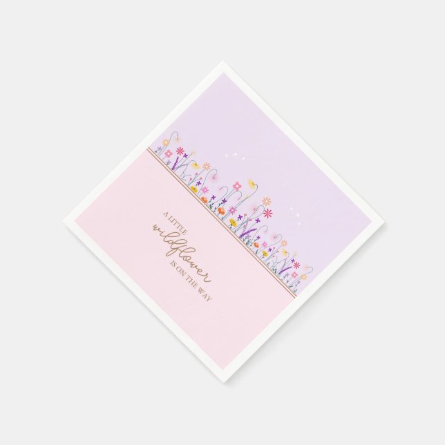 A Little Wildflower Modern Delicate Baby Shower Napkin (Corner)