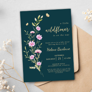 A Little Wildflower Modern Rustic Baby Shower Invitation