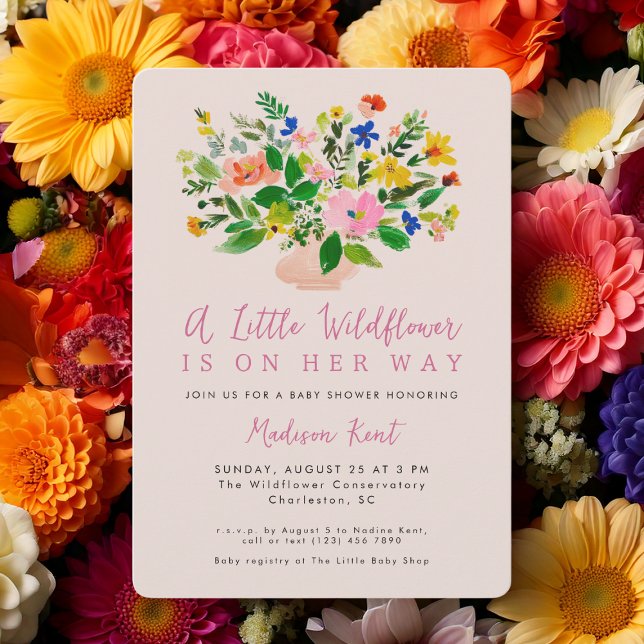 A Little Wildflower Pink Girl Baby Shower Invitation (Creator Uploaded)