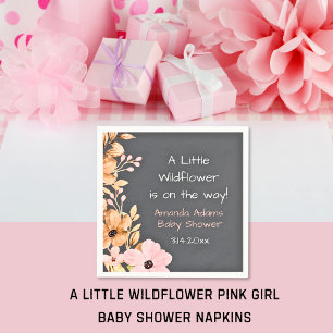 A Little Wildflower Pink Girl Baby Shower Napkin