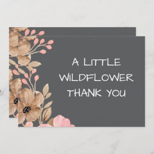 A Little Wildflower Pink Girl Baby Shower Thank You Card