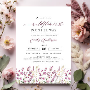 A Little Wildflower Purple Lavender Baby Shower Invitation