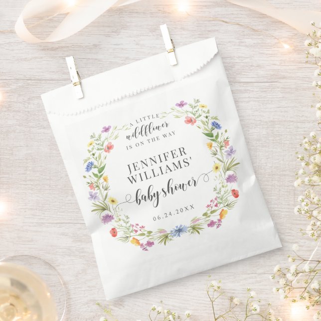 A little wildflower rustic baby girl shower candy favour bag (Clipped)