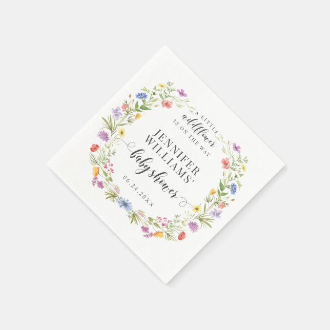 A little wildflower rustic boho baby girl shower napkin (Corner)