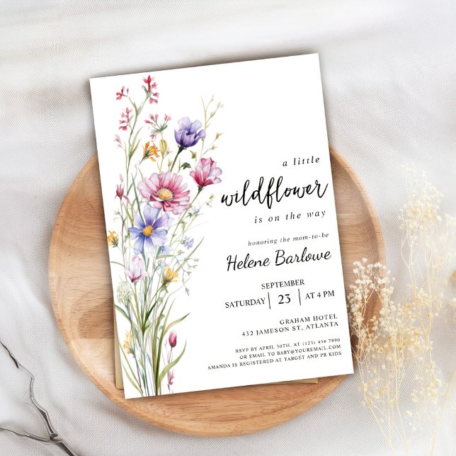 A Little Wildflower Rustic Boho Floral Baby Shower Invitation (A Little Wildflower Rustic Boho Floral Baby Shower Invitation)