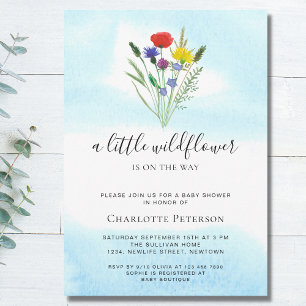 A Little Wildflower Watercolor Baby Shower Invitation