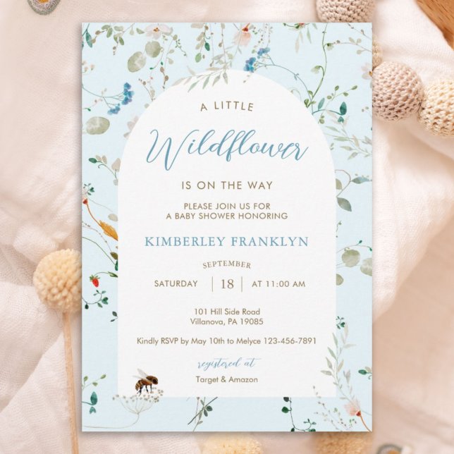 A little Wildflower Wild Flower Boy Baby Shower Invitation (Creator Uploaded)