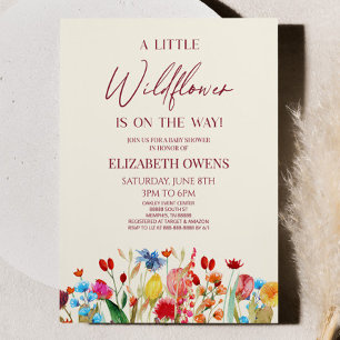 A Little Wildflower Wild Flower Floral Baby Shower Invitation