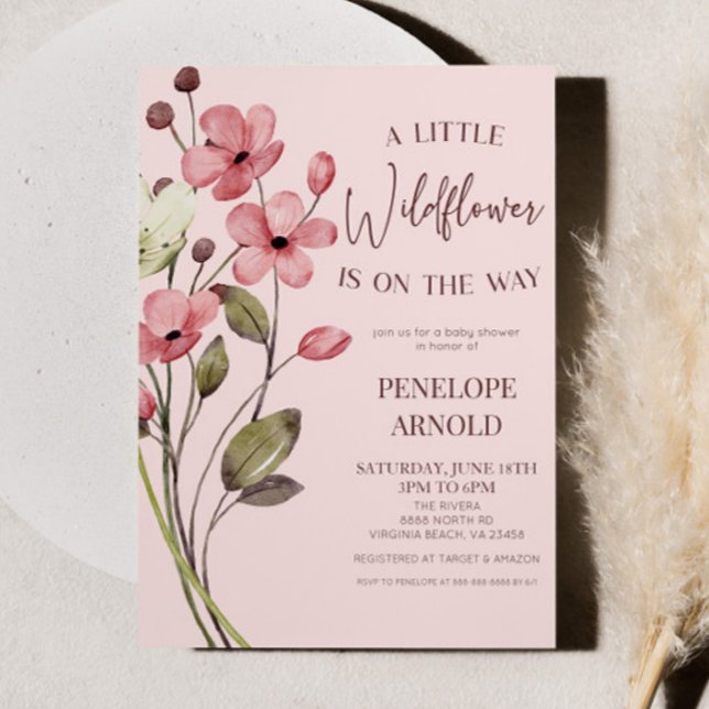 A Little Wildflower Wild Flower Floral Baby Shower Invitation (Creator Uploaded)