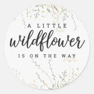 A Little Wildflower Yellow Watercolor Baby Shower Classic Round Sticker