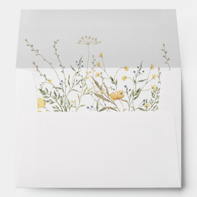 A Little Wildflower Yellow Watercolor Baby Shower Envelope (Back (Bottom))