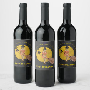 A Little Witch In All Of Us Halloween  Wine Label