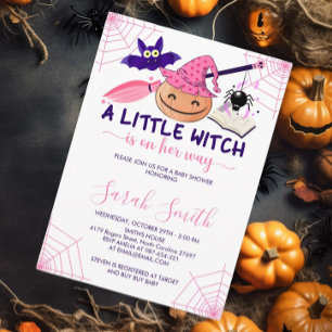 A little Witch is on her way Halloween Baby Shower Invitation