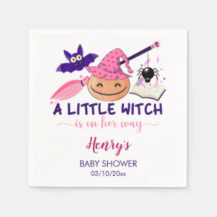 A little Witch is on her way Halloween Baby Shower Napkin
