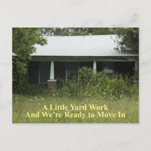 A Little Yard Work - Funny Change of Address Announcement Postcard