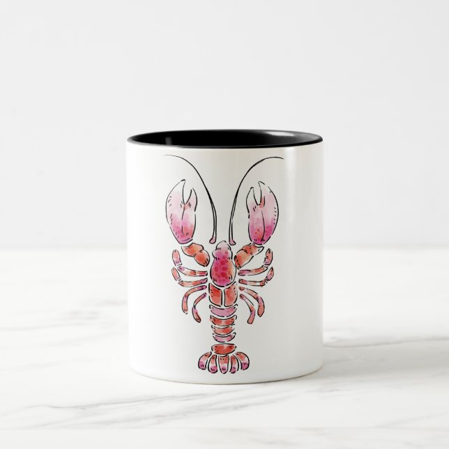 A lobster cup in watercolor style (Center)