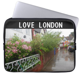 A London Street and rain England Laptop Sleeve
