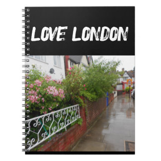 A London Street and rain England Notebook