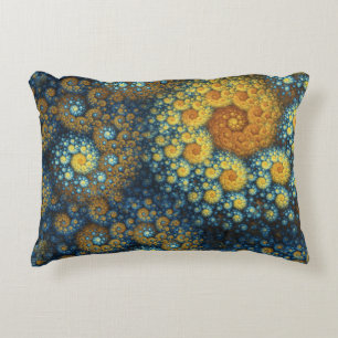 "a.lone" Blue Organic Spiral Fractal Decorative Cushion
