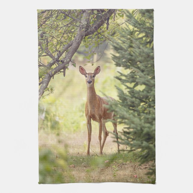 A Lone Deer  Tea Towel (Vertical)