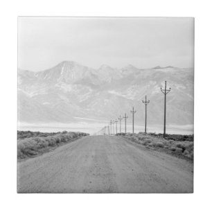 A Lone Road and Power Lines San Juan Mountains Ceramic Tile