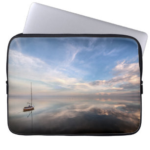 A Lone Sailboat On The Calm Waters Of Salton Laptop Sleeve