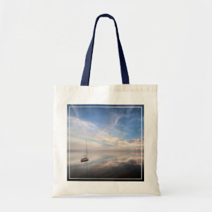 A Lone Sailboat On The Calm Waters Of Salton Tote Bag