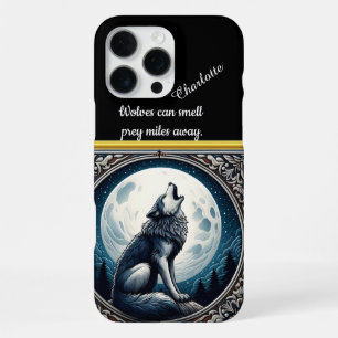 A Lone Wolf Howls Under the Full Moon at Night iPhone 16 Pro Max Case